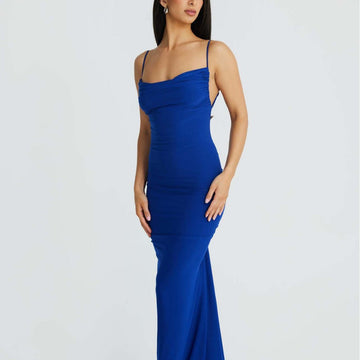 Sexy Fashion Showback Solid-Color Banquet Body-Body-Back-Up-Slinged Sling Dress